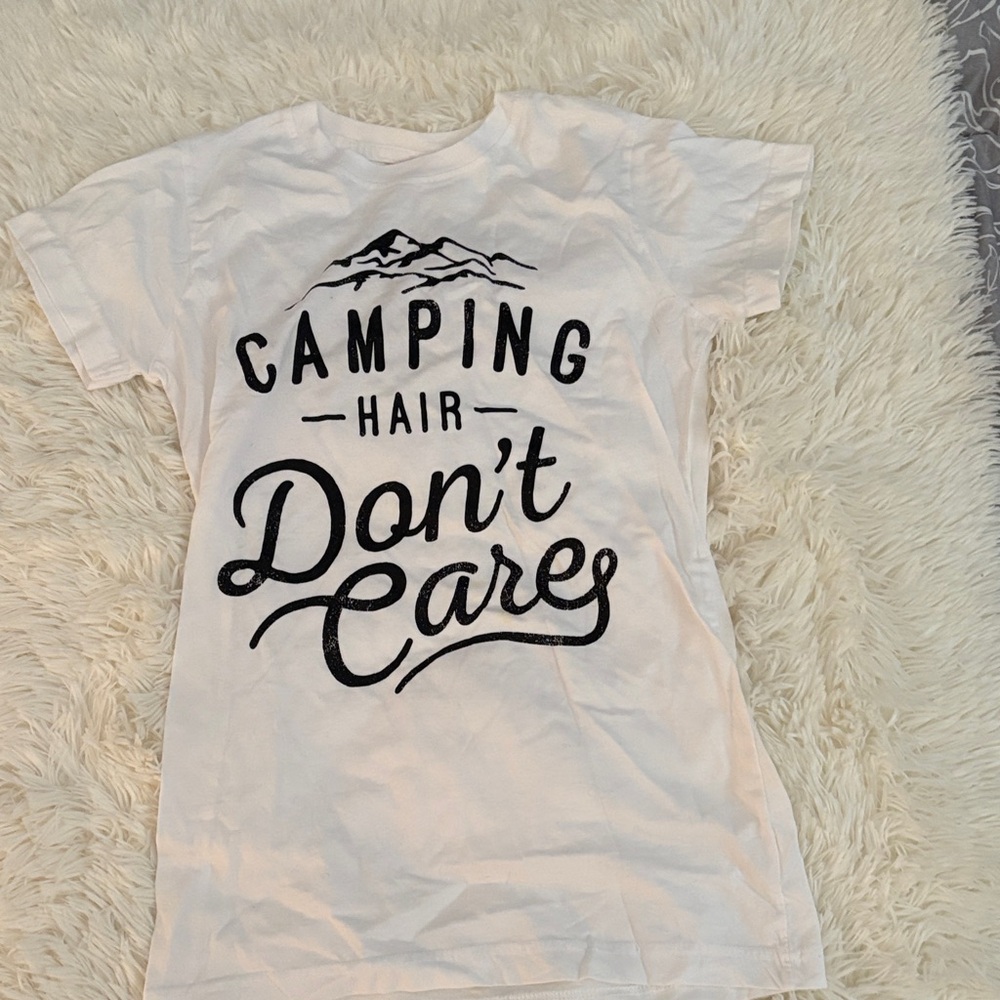 White Graphic T-Shirt with Black Text
